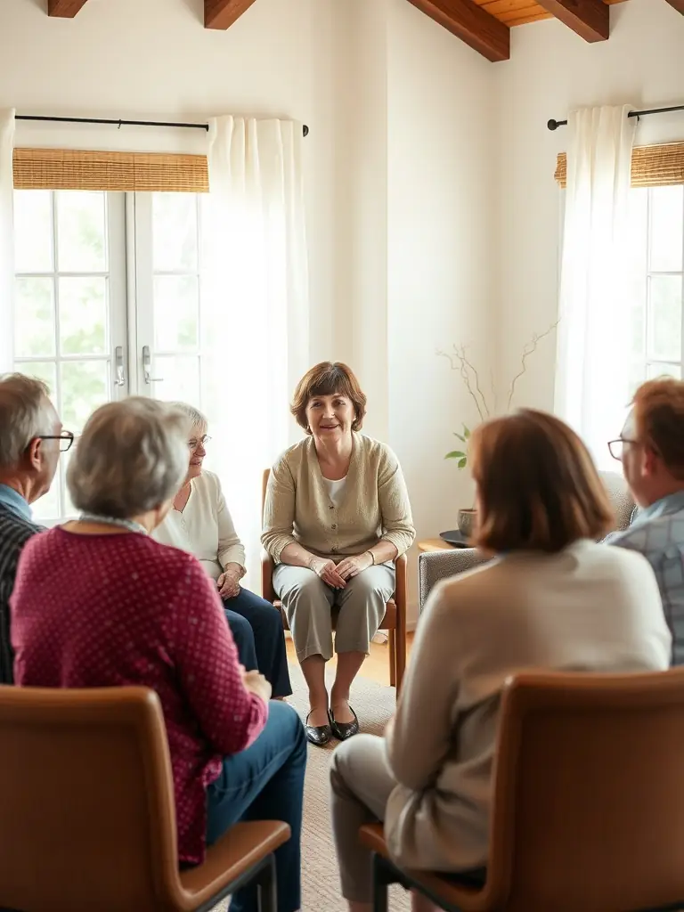 A photo of a group of caregivers participating in a support group meeting, highlighting the value of peer support.